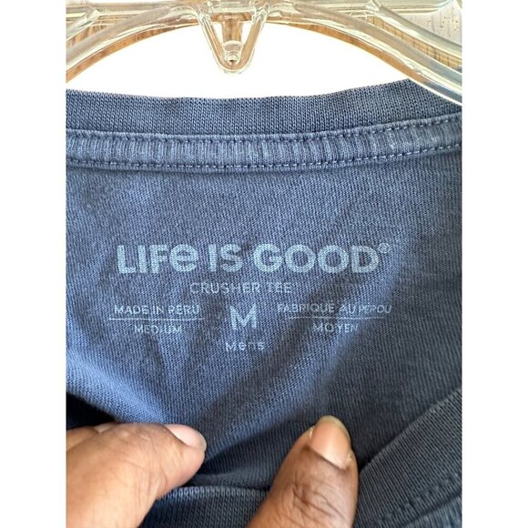 Life Is Good Mens Crusher Tee Courage Compassion Love Navy Blue M - Picture 5 of 7